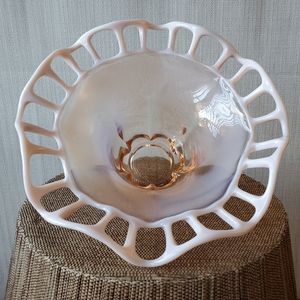 Vintage Duncan Miller Pink Lace Edge Bowl